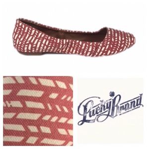 Lucky Brand Slip On Canvas Flats with Red Print